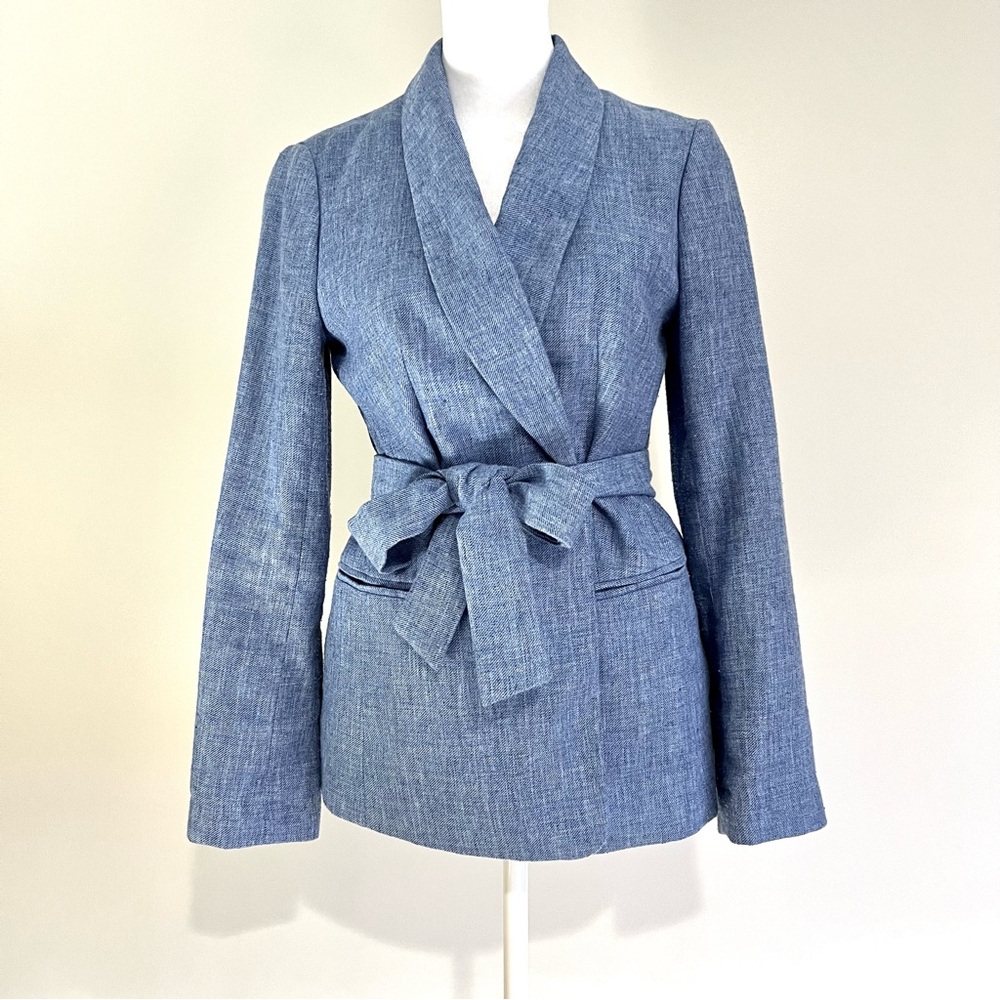 Banana Republic chambray wrap blazer fully lined size 2